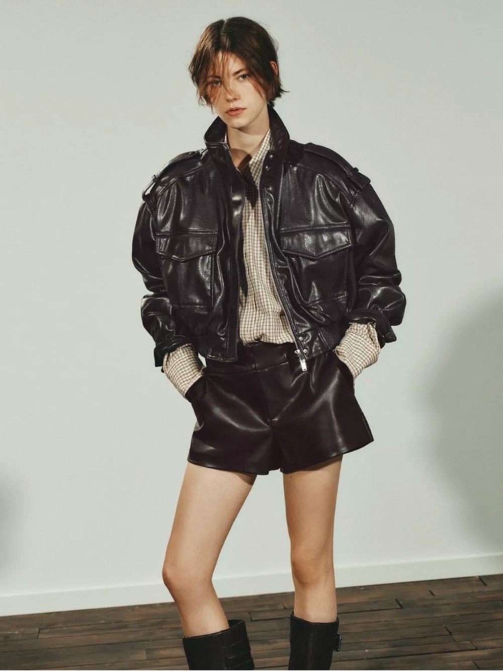 Zara Faux Leather Cropped Jacket